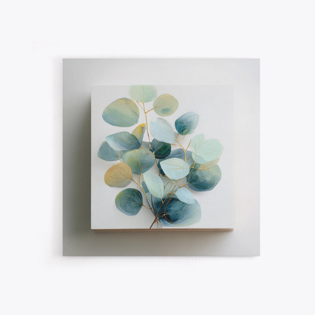 Clean Eucalyptus Leaf Study Framed Canvas Print, Waiting Room Art, Gallery Decor, Waiting Room Decor, Oil Painting, Calm, WRA-1x1-41