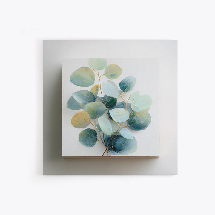 Clean Eucalyptus Leaf Study Framed Canvas Print, Waiting Room Art, Gallery Decor, Waiting Room Decor, Oil Painting, Calm, WRA-1x1-41