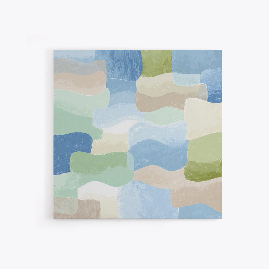 Pastel Rainbow Shapes for Pediatric Spaces Framed Canvas Print, Waiting Room Art, Dental Wall Art, Waiting Room Decor, Calm, WRA-1x1-42