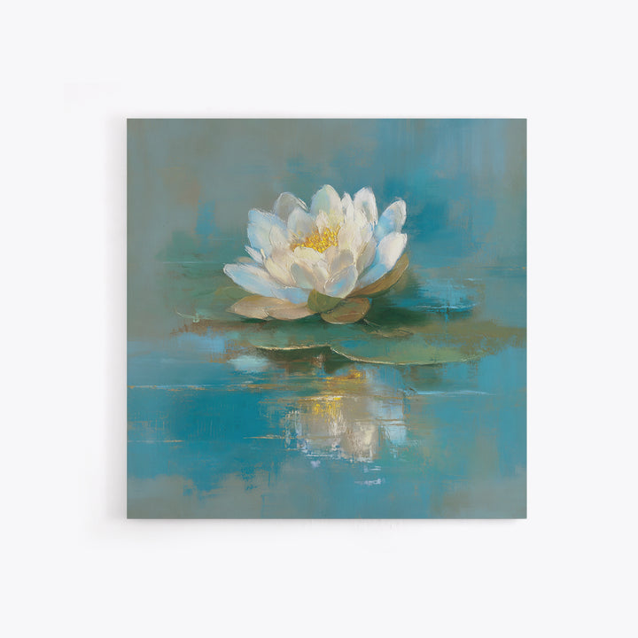 Lotus Flower on Still Water Framed Canvas Print, Waiting Room Art, Photography Print, Waiting Room Decor, Oil Painting, Calm, WRA-1x1-63