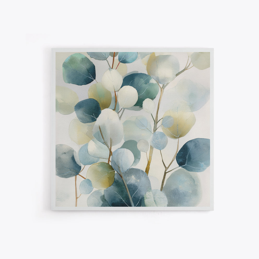 Clean Eucalyptus Leaf Study Framed Canvas Print, Waiting Room Art, Gallery Decor, Waiting Room Decor, Oil Painting, Calm, WRA-1x1-65
