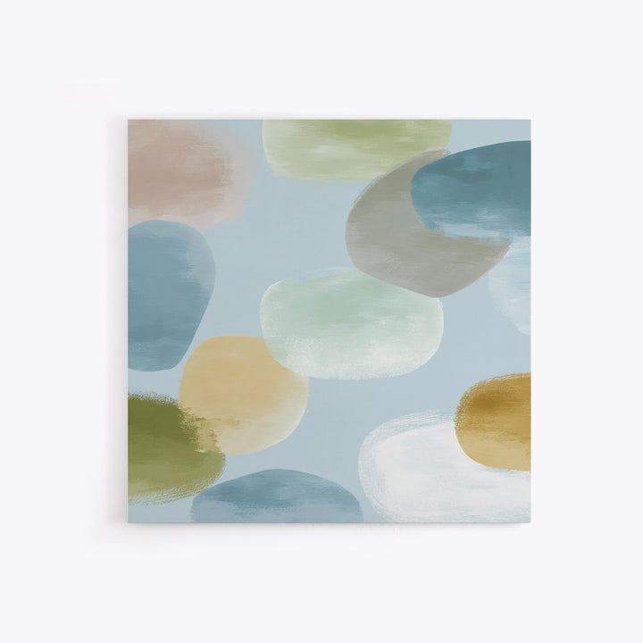 Pastel Rainbow Shapes for Pediatric Spaces Framed Canvas Print, Waiting Room Art, Dental Wall Art, Waiting Room Decor, Calm, WRA-1x1-66