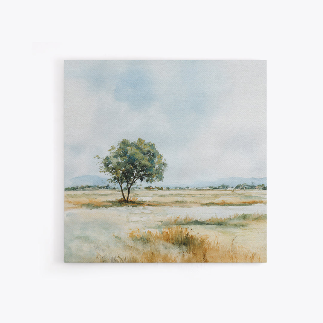 Open Field with Distant Tree Framed Canvas Print, Waiting Room Art, Therapy Office Decor, Waiting Room Decor, Fine Art, Calm, WRA-1x1-71