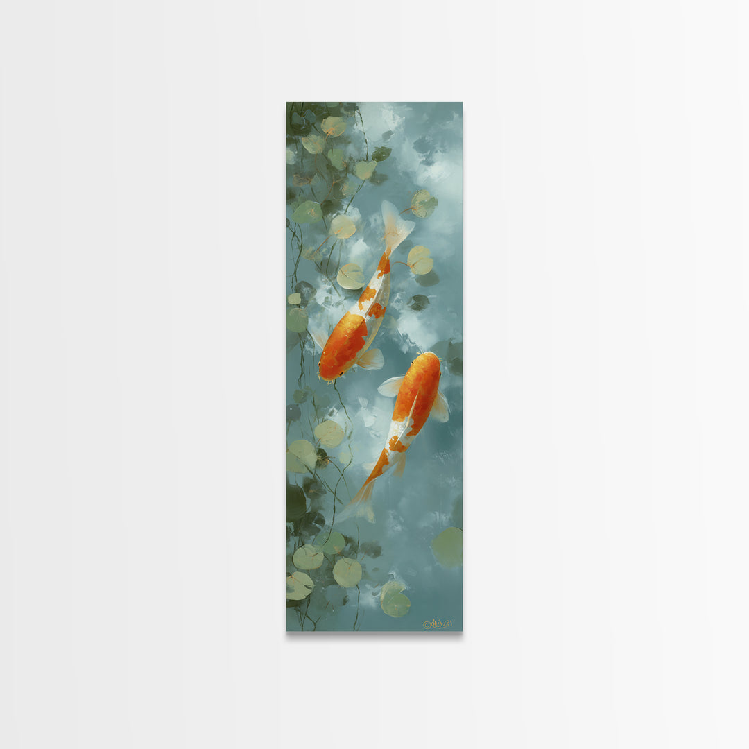 Gentle Koi Fish Canvas Print, Waiting Room Art, Landscape, Waiting Room Decor, Fine Art, Calm, Neutral Decor, Modern Decor, WRA-1x3-10