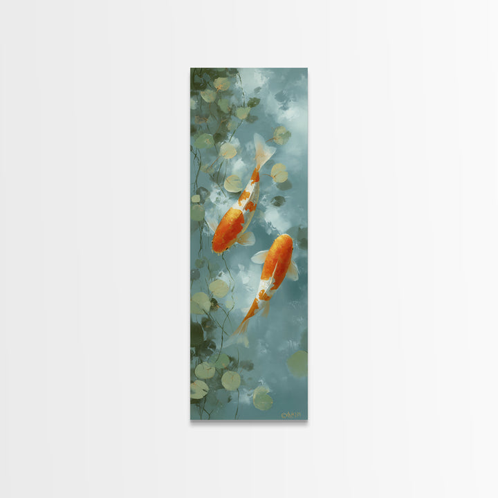 Gentle Koi Fish Canvas Print, Waiting Room Art, Landscape, Waiting Room Decor, Fine Art, Calm, Neutral Decor, Modern Decor, WRA-1x3-10