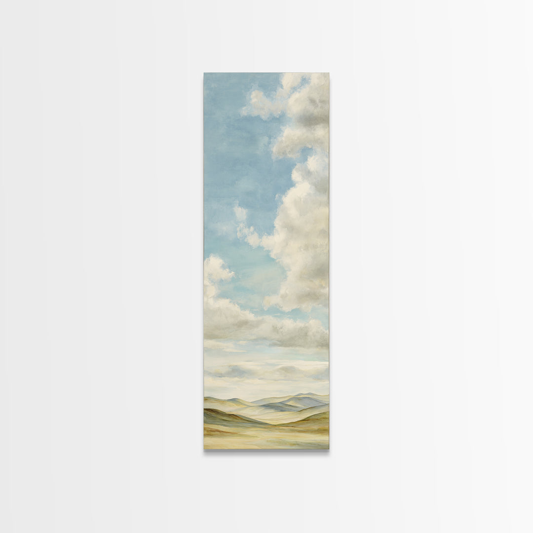 Calming Landscape with Open Sky and Gentle Canvas Print, Waiting Room Art, Statement Artwork, Waiting Room Decor, Oil Painting, WRA-1x3-13