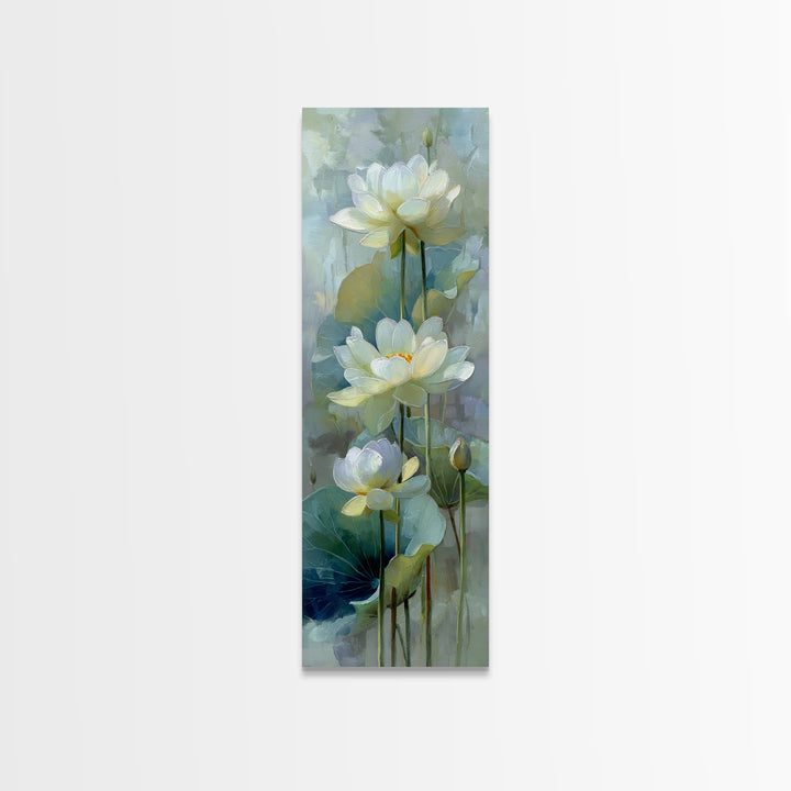 Lotus Flower on Still Water Canvas Print, Waiting Room Art, Printable Wall Art, Waiting Room Decor, Watercolor Art, Calm, WRA-1x3-27