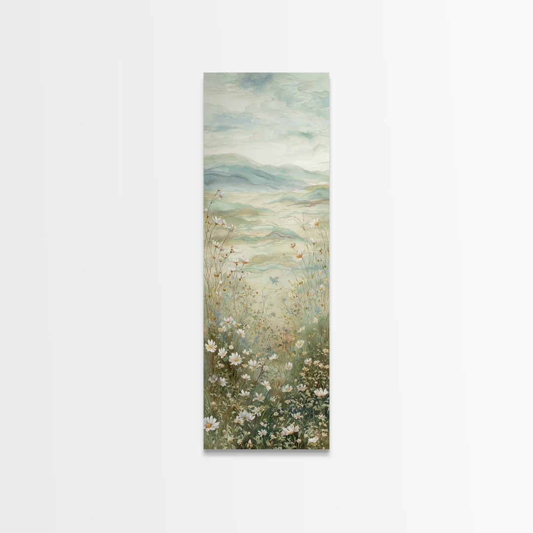 Sunlit Meadow with Wildflowers Canvas Print, Waiting Room Art, Contemporary Art, Waiting Room Decor, Oil Painting, Calm, WRA-1x3-44