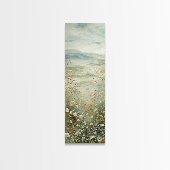 Sunlit Meadow with Wildflowers Canvas Print, Waiting Room Art, Contemporary Art, Waiting Room Decor, Oil Painting, Calm, WRA-1x3-44