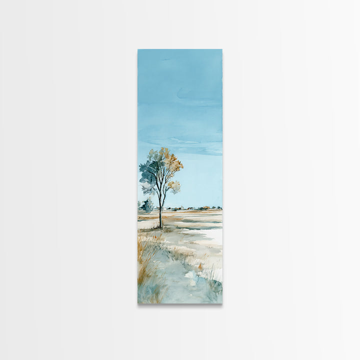 Open Field with Distant Tree Canvas Print, Waiting Room Art, Living Room Wall Art, Waiting Room Decor, Fine Art, Calm, WRA-1x3-59