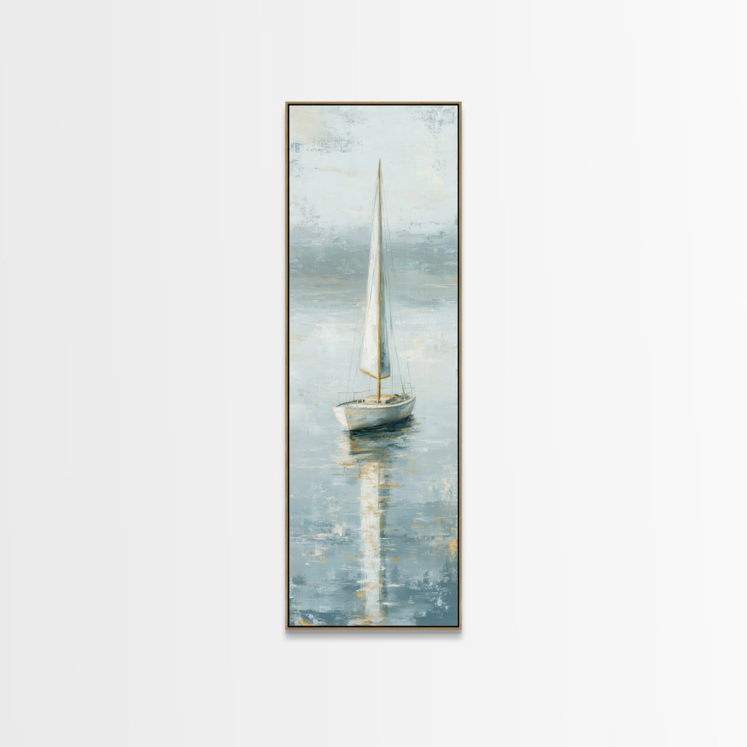 Quiet Sailboat on Calm Water Canvas Print, Waiting Room Art, Contemporary Art, Waiting Room Decor, Calm, Living Room Wall Art, WRA-1x3-7