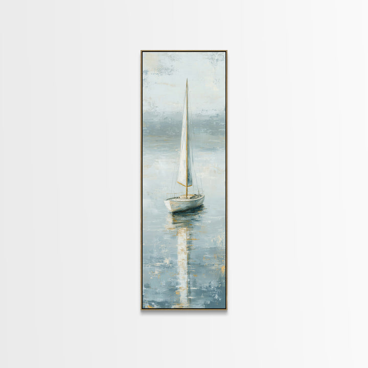 Quiet Sailboat on Calm Water Canvas Print, Waiting Room Art, Contemporary Art, Waiting Room Decor, Calm, Living Room Wall Art, WRA-1x3-7