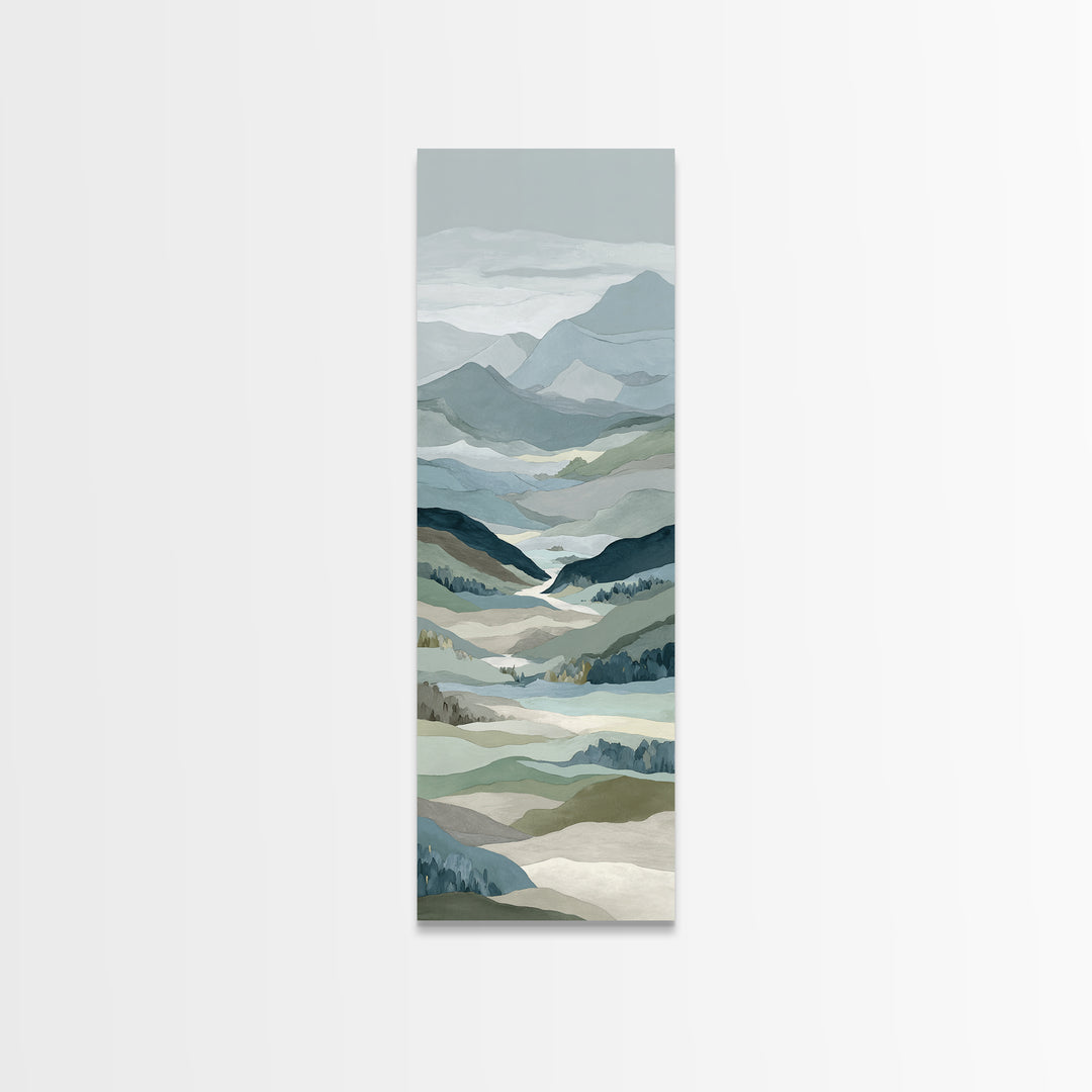 Simple Mountain Layers Framed Canvas Print, Waiting Room Art, Fine Art, Waiting Room Decor, Calm, Minimalist Decor, WRA-1x3-74
