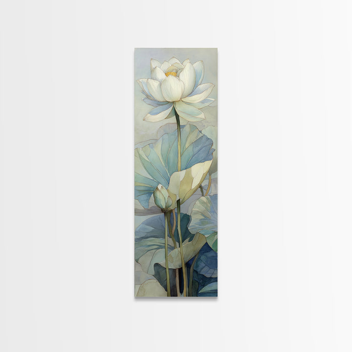 Lotus Flower on Still Water Framed Canvas Print, Waiting Room Art, Digital Art Print, Waiting Room Decor, Oil Painting, Calm, WRA-1x3-75