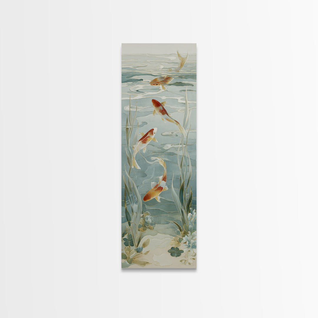 Gentle Koi Fish Canvas Print, Waiting Room Art, Gallery Decor, Waiting Room Decor, Oil Painting, Calm, Contemporary Art, WRA-1x3-82
