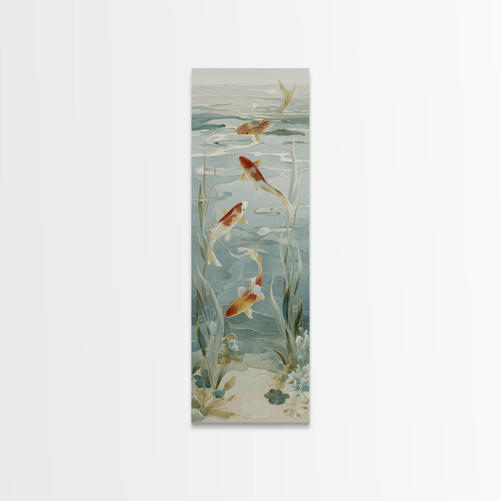 Gentle Koi Fish Canvas Print, Waiting Room Art, Gallery Decor, Waiting Room Decor, Oil Painting, Calm, Contemporary Art, WRA-1x3-82