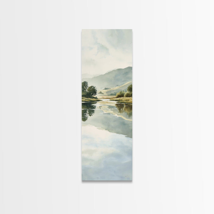 Peaceful Lake Reflection at Dawn Canvas Print, Waiting Room Art, Minimalist Wall Art, Waiting Room Decor, Fine Art, Calm, WRA-1x3-88