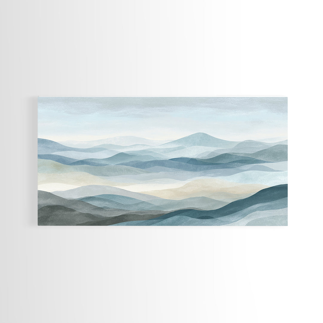 Simple Mountain Layers Framed Canvas Print, Waiting Room Art, Art Print, Waiting Room Decor, Fine Art, Calm, Abstract Art, WRA-2x1-34