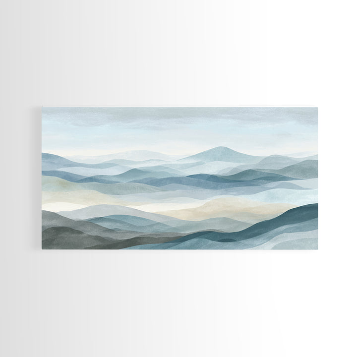 Simple Mountain Layers Framed Canvas Print, Waiting Room Art, Art Print, Waiting Room Decor, Fine Art, Calm, Abstract Art, WRA-2x1-34