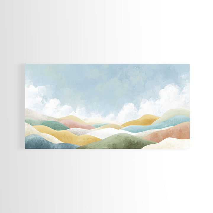 Pastel Rainbow Shapes for Pediatric Spaces Framed Canvas Print, Waiting Room Art, Fine Art Print, Waiting Room Decor, WRA-2x1-38