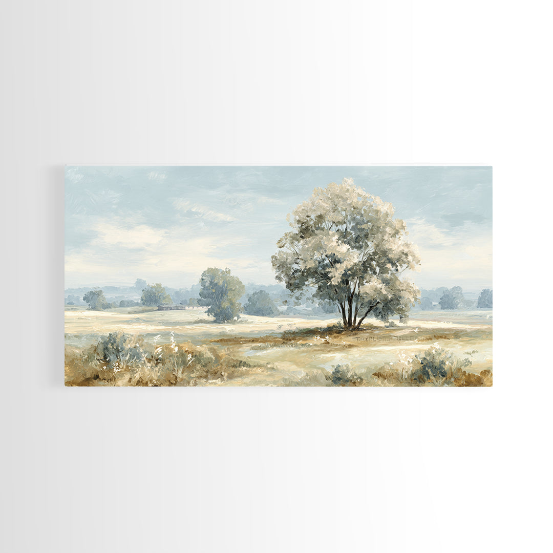 Open Field with Distant Tree Framed Canvas Print, Waiting Room Art, Office Decor, Waiting Room Decor, Fine Art, Calm, WRA-2x1-43