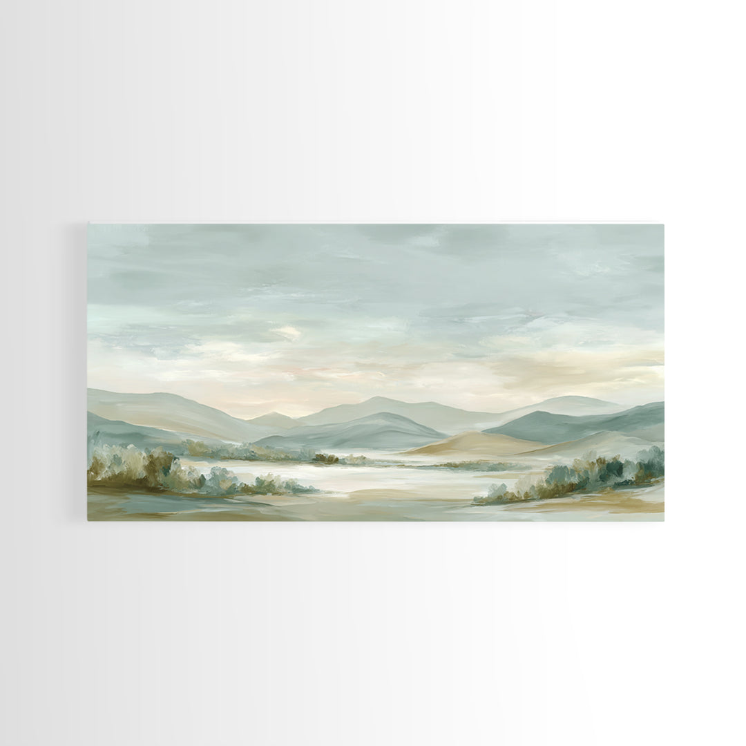 Calming Landscape with Open Sky and Gentle Framed Canvas Print, Waiting Room Art, Original Art, Waiting Room Decor, WRA-2x1-45