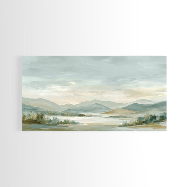 Calming Landscape with Open Sky and Gentle Framed Canvas Print, Waiting Room Art, Original Art, Waiting Room Decor, WRA-2x1-45