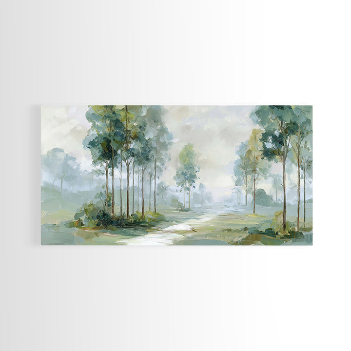 Misty Forest Path Framed Canvas Print, Waiting Room Art, Modern Art, Waiting Room Decor, Fine Art, Calm, Therapy Office Decor, WRA-2x1-55