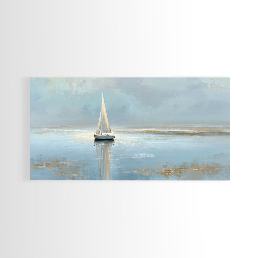 Quiet Sailboat on Calm Water Canvas Print, Waiting Room Art, Minimalist Wall Art, Waiting Room Decor, Fine Art, Calm, WRA-2x1-63