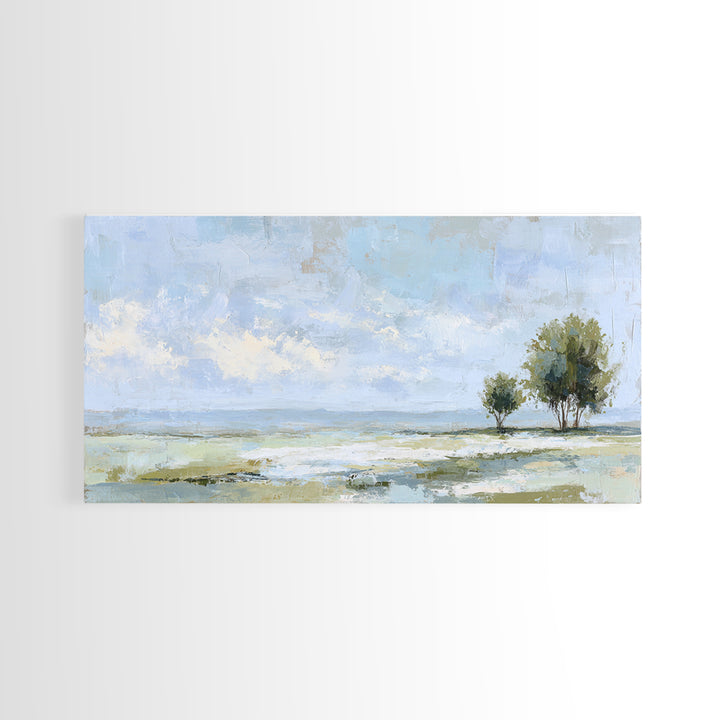 Open Field with Distant Tree Framed Canvas Print, Waiting Room Art, Dental Art, Waiting Room Decor, Fine Art, Calm, WRA-2x1-67