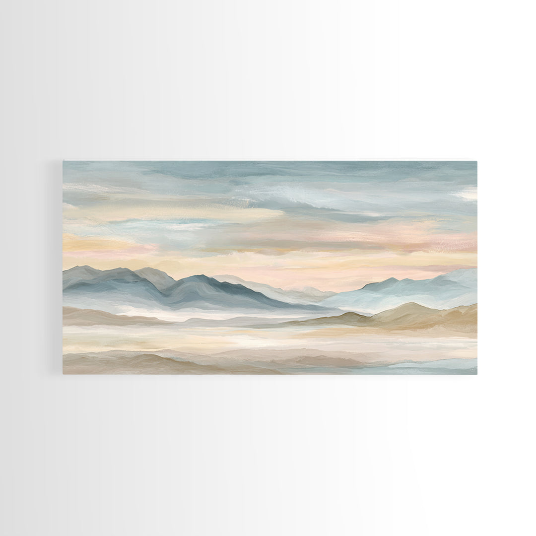 Warm Desert Sunrise Framed Canvas Print, Waiting Room Art, Printable Art, Waiting Room Decor, Watercolor Art, Calm, WRA-2x1-81
