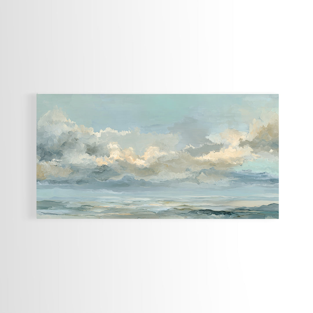 Large Cloudscape with Hopeful Light Framed Canvas Print, Waiting Room Art, Gallery Wall Art, Waiting Room Decor, Fine Art, Calm, WRA-2x1-84