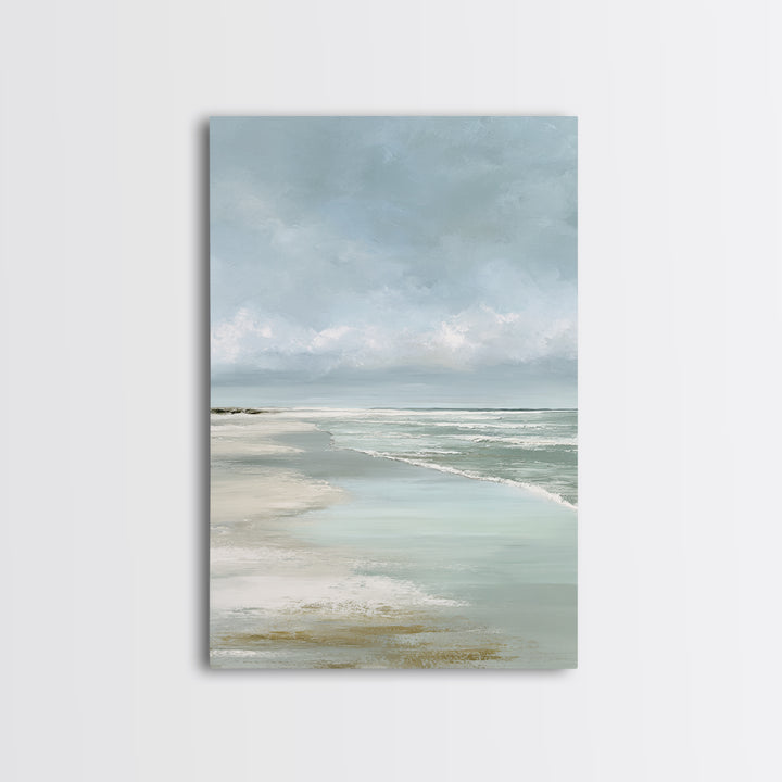 Coastal Horizon with Pale Sand and Water Framed Canvas Print, Waiting Room Art, Printable Wall Art, Waiting Room Decor, Calm, WRA-2x3-17