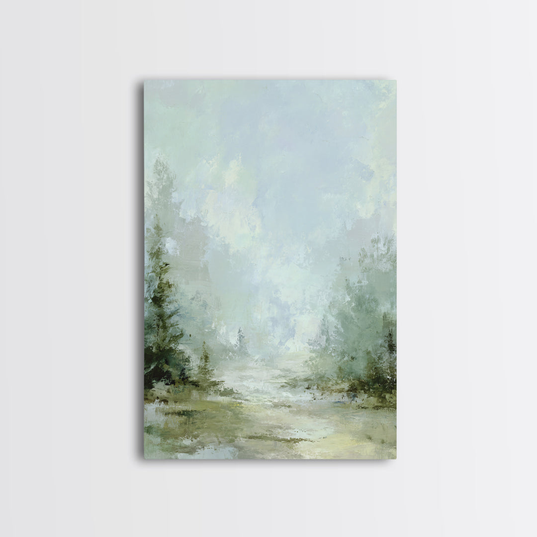 Misty Forest Path Framed Canvas Print, Waiting Room Art, Neutral Decor, Waiting Room Decor, Fine Art, Calm, Wall Art, WRA-2x3-19