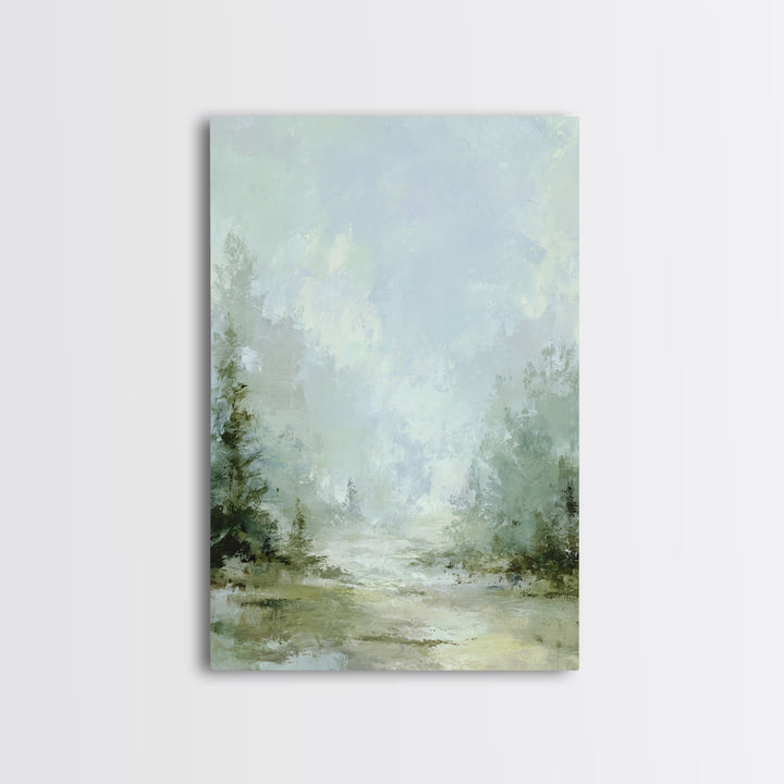 Misty Forest Path Framed Canvas Print, Waiting Room Art, Neutral Decor, Waiting Room Decor, Fine Art, Calm, Wall Art, WRA-2x3-19