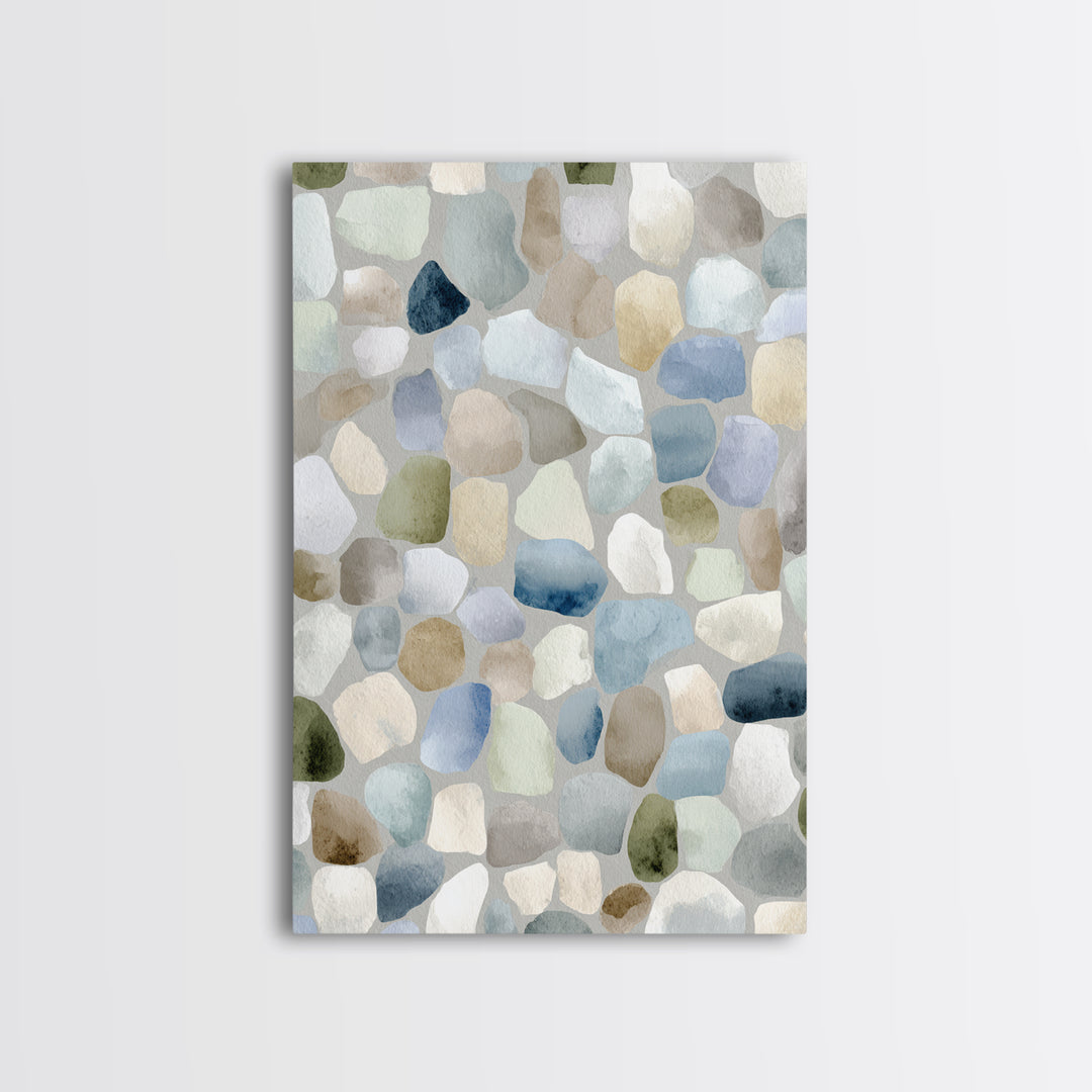 Pastel Rainbow Shapes for Pediatric Spaces Framed Canvas Print, Waiting Room Art, Boho Decor, Waiting Room Decor, Calm, WRA-2x3-2