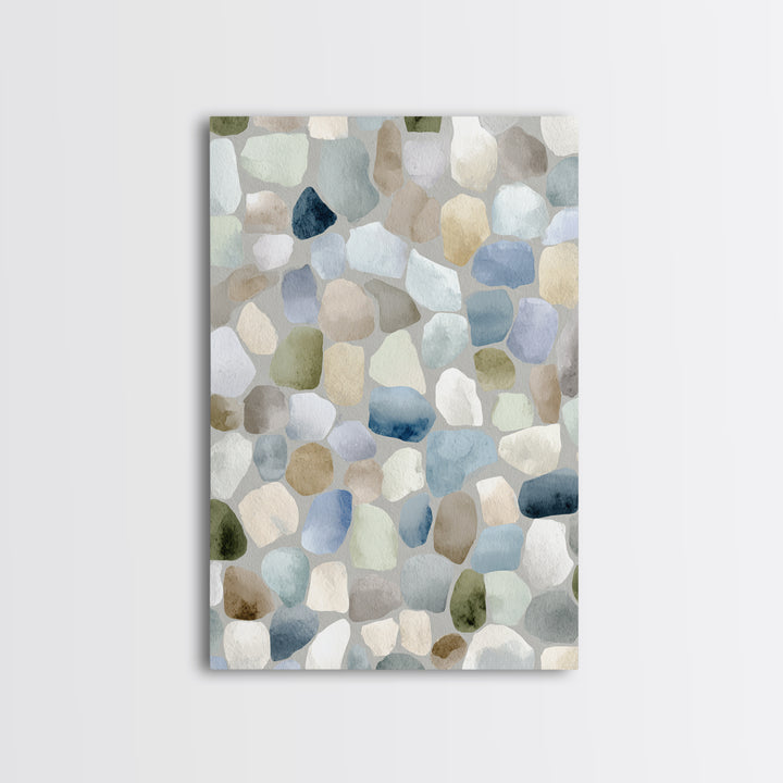 Pastel Rainbow Shapes for Pediatric Spaces Framed Canvas Print, Waiting Room Art, Boho Decor, Waiting Room Decor, Calm, WRA-2x3-2