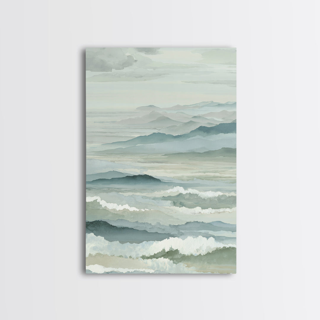 Simple Mountain Layers Framed Canvas Print, Waiting Room Art, Textured Painting, Waiting Room Decor, Calm, Printable Art, WRA-2x3-22