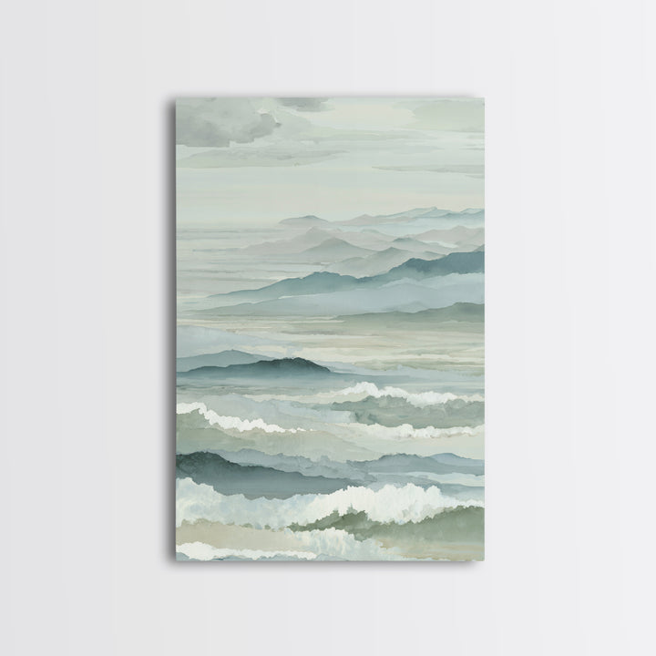 Simple Mountain Layers Framed Canvas Print, Waiting Room Art, Textured Painting, Waiting Room Decor, Calm, Printable Art, WRA-2x3-22