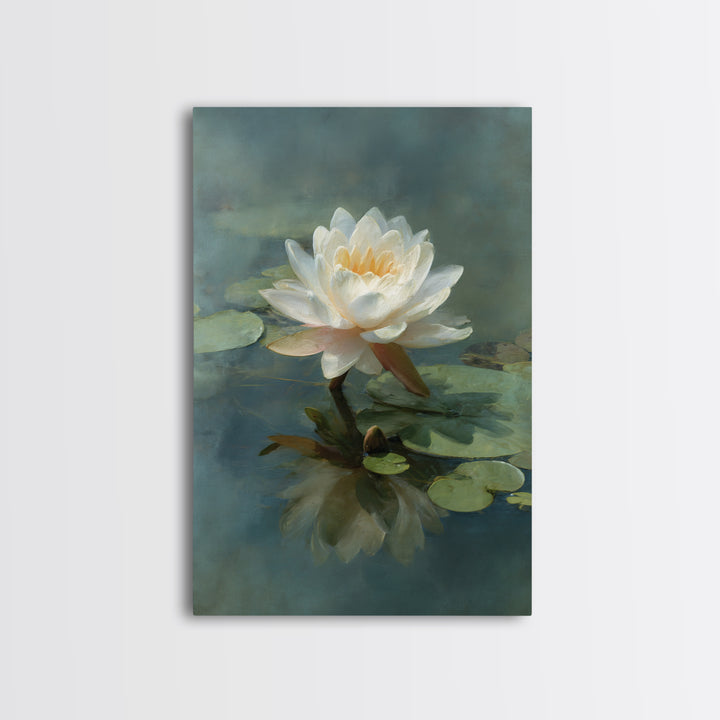 Lotus Flower on Still Water Canvas Print, Waiting Room Art, Art Print, Waiting Room Decor, Fine Art, Calm, Abstract Art, WRA-2x3-23