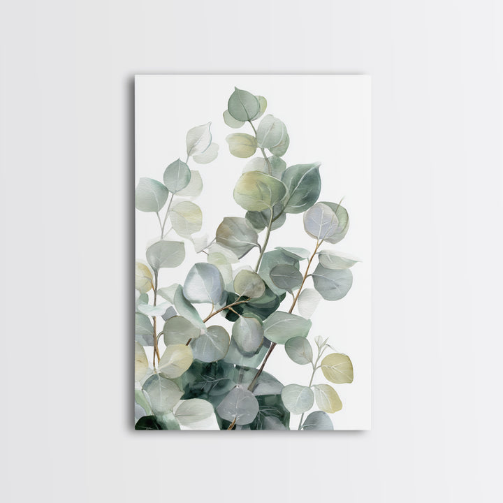 Clean Eucalyptus Leaf Study Framed Canvas Print, Waiting Room Art, Wall Art, Waiting Room Decor, Oil Painting, Calm, WRA-2x3-25