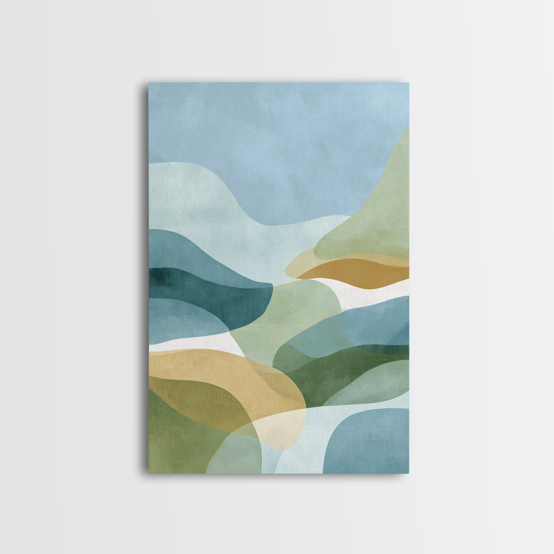 Pastel Rainbow Shapes for Pediatric Spaces Framed Canvas Print, Waiting Room Art, Boho Decor, Waiting Room Decor, Calm, WRA-2x3-26