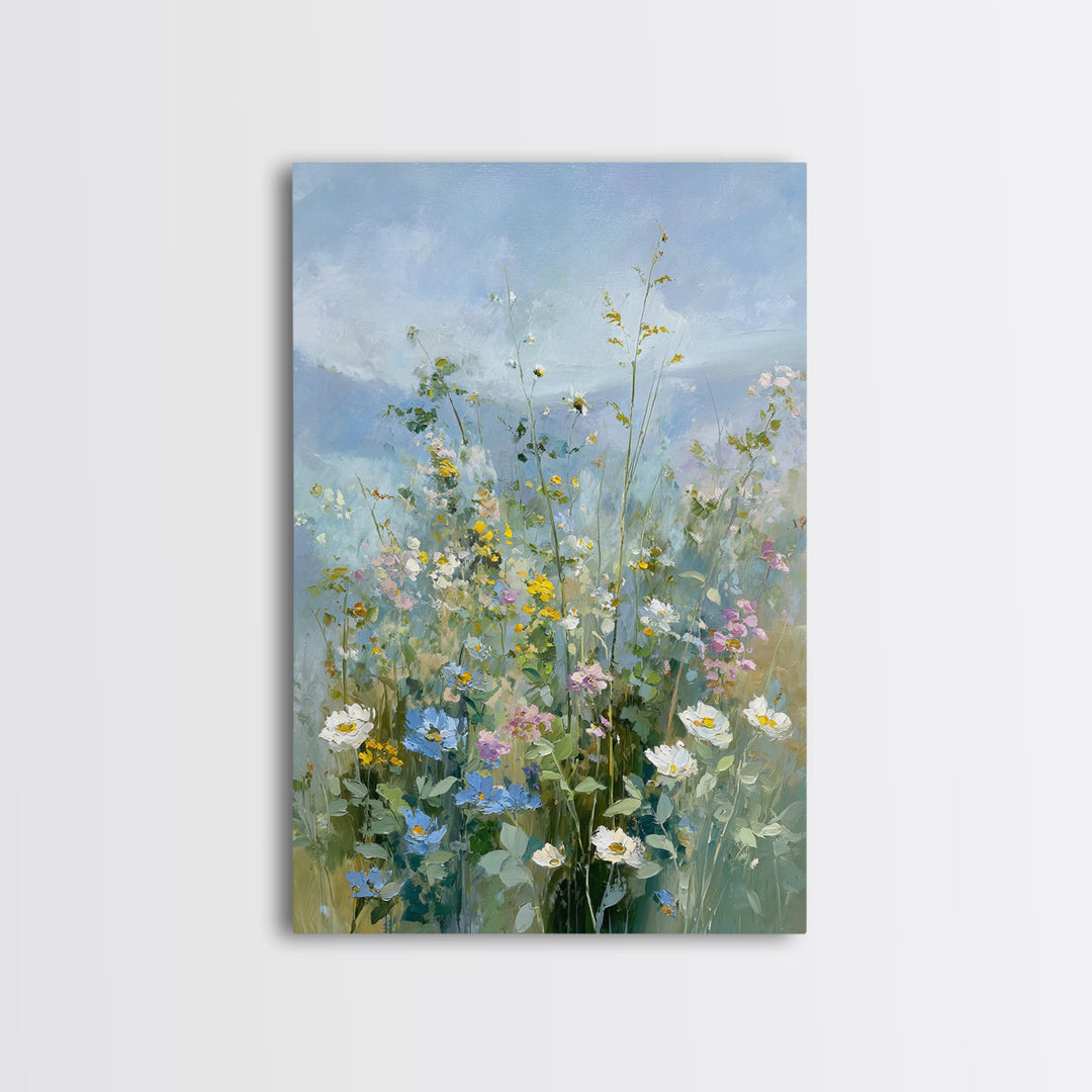 Sunlit Meadow with Wildflowers Canvas Print, Waiting Room Art, Fine Art Print, Waiting Room Decor, Watercolor Art, Calm, WRA-2x3-40