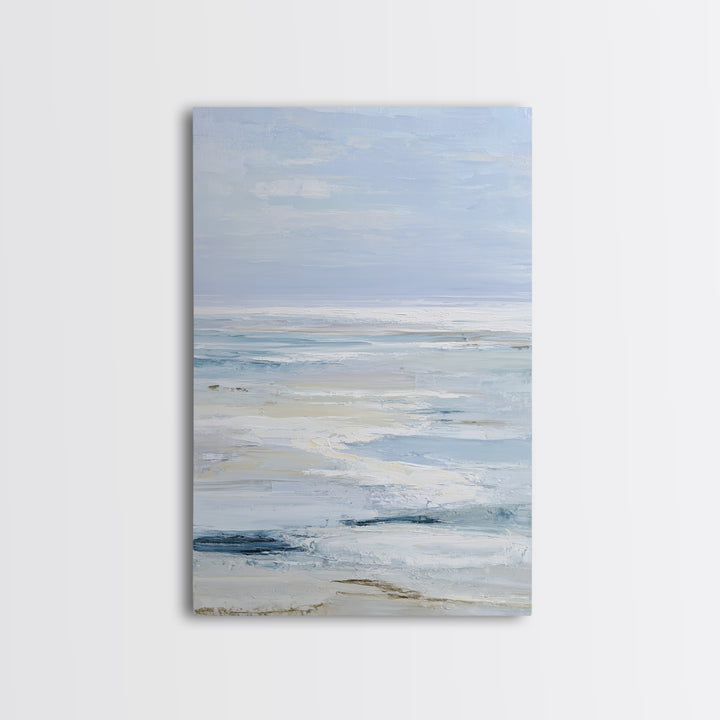 Coastal Horizon with Pale Sand and Water Framed Canvas Print, Waiting Room Art, Printable Wall Art, Waiting Room Decor, Calm, WRA-2x3-41