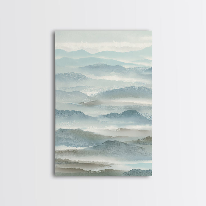 Simple Mountain Layers Framed Canvas Print, Waiting Room Art, Textured Painting, Waiting Room Decor, Calm, Printable Art, WRA-2x3-46