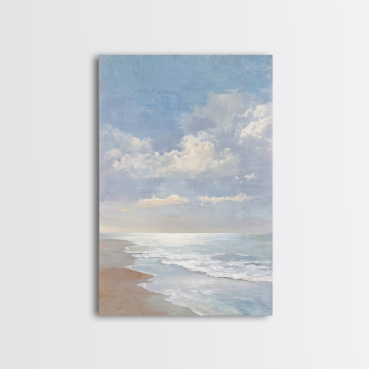 Coastal Horizon with Pale Sand and Water Canvas Print, Waiting Room Art, Office Wall Art, Waiting Room Decor, Oil Painting, WRA-2x3-65