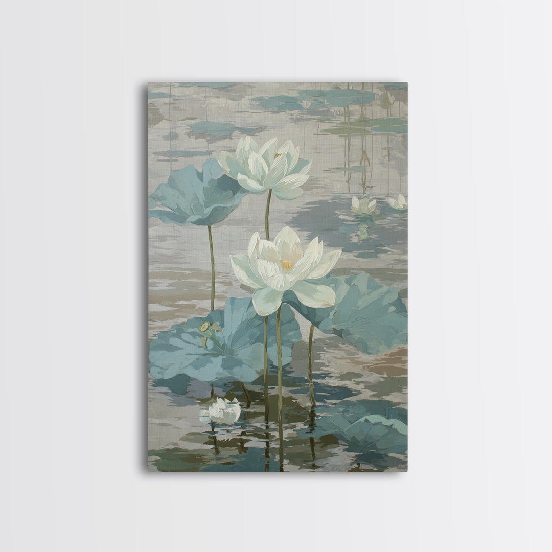 Lotus Flower on Still Water Canvas Print, Waiting Room Art, Original Art, Waiting Room Decor, Oil Painting, Calm, Office Art, WRA-2x3-71