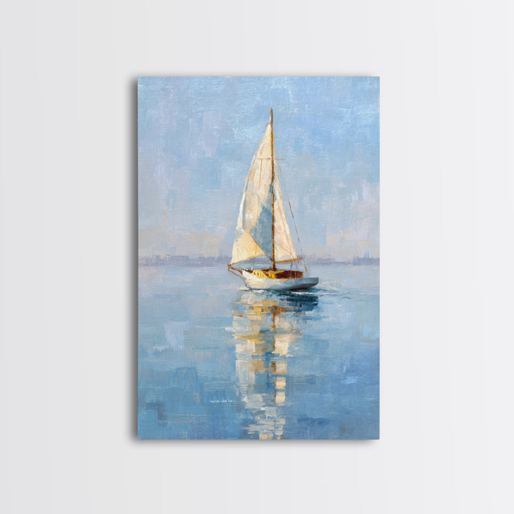 Quiet Sailboat on Calm Water Framed Canvas Print, Waiting Room Art, Abstract Art, Waiting Room Decor, Fine Art, Calm, WRA-2x3-75
