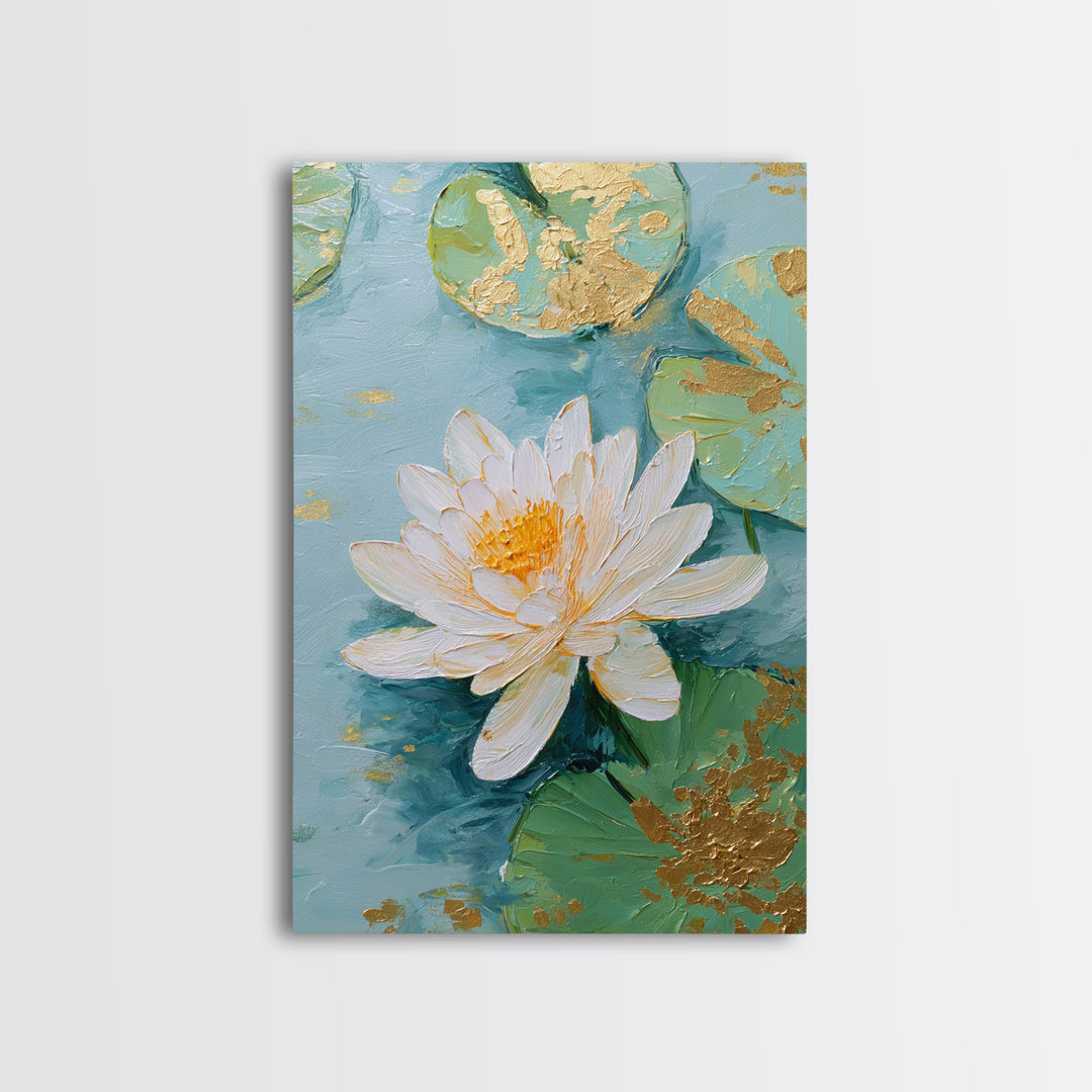 Lotus Flower on Still Water Canvas Print, Waiting Room Art, Gallery Wall Art, Waiting Room Decor, Watercolor Art, Calm, WRA-2x3-95