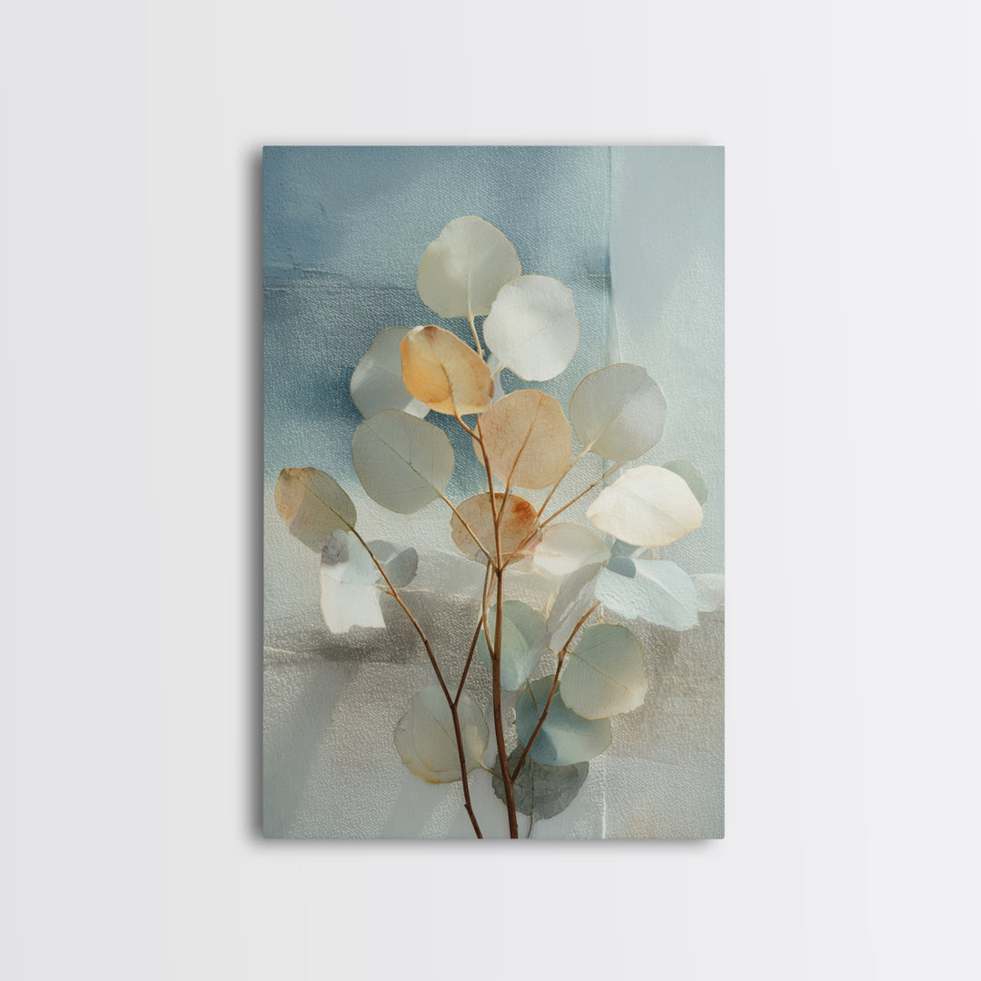 Clean Eucalyptus Leaf Study Framed Canvas Print, Waiting Room Art, Living Room Wall Art, Waiting Room Decor, Watercolor Art, WRA-2x3-97